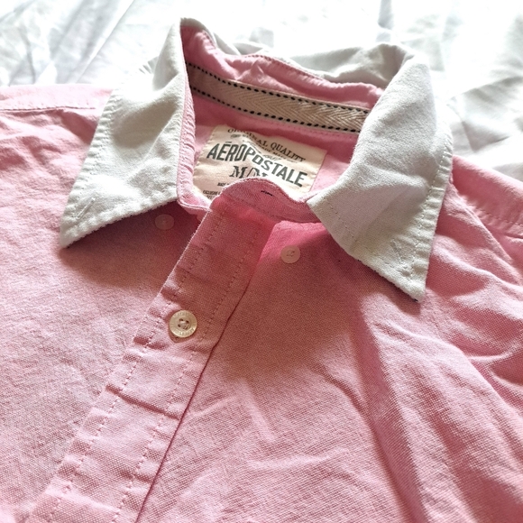 Aeropostale | Pastel pink men's casual button up shirt - Picture 4 of 9